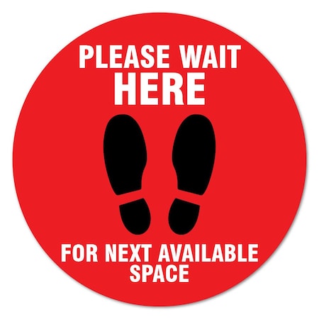 Signmission Please Wait Here Red Non-Slip Floor Graphic, 16in Vinyl Decal, 16" x 16", FD-2-C-16-99998 FD-2-C-16-99998